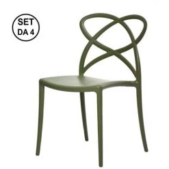 FASHION COMMERCE Lot De 4 Chaises Tressées En Polypropylène Vert - Verde