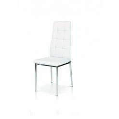 FASHION COMMERCE Lot De 6 Chaises En Simili Cuir Blanc Avec Structure En Métal Chromé - Bicolore