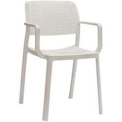 Lot De 2 Chaises Fashion Commerce En Polypropylène Blanc Avec Accoudoirs - Bianco