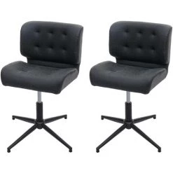 2x Chaise De Salle à Manger HHG-442, Pivotante, Réglable En Hauteur ~ Similicuir Vintage Gris Foncé, Pied Noir