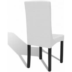 ASUPERMALL 6 Housses De Chaise Dos Droit Extensibles Blanches -banc et tabouret Soldes Boutique 25807651 4