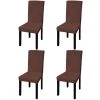 ASUPERMALL Housse De Chaise Droite Extensible 4 Pcs Marron -banc et tabouret Soldes Boutique 25808201 1