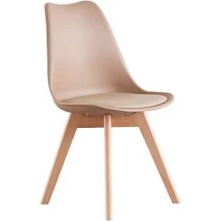 PN HOME Chaise Scandinave Beige Lorenzo - Assise Rembourrée - Salle à Manger, Cuisine, Chambre