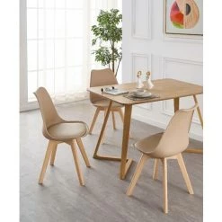 PN HOME Chaise Scandinave Beige Lorenzo - Assise Rembourrée - Salle à Manger, Cuisine, Chambre -banc et tabouret Soldes Boutique 25872157 3