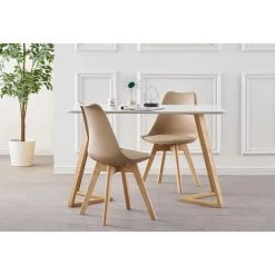 PN HOME Chaise Scandinave Beige Lorenzo - Assise Rembourrée - Salle à Manger, Cuisine, Chambre -banc et tabouret Soldes Boutique 25872157 4