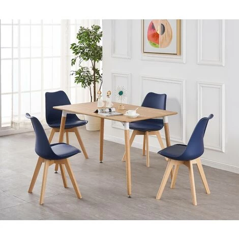 PN HOME Lot De 4 Chaises Scandinaves Bleu Nuit Lorenzo - Assise Rembourrée - Salle à Manger, Cuisine, Chambre 4 PN HOME Lot De 4 Chaises Scandinaves Bleu Nuit Lorenzo - Assise Rembourrée - Salle à Manger, Cuisine, Chambre – Image 2