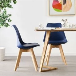 PN HOME Lot De 4 Chaises Scandinaves Bleu Nuit Lorenzo - Assise Rembourrée - Salle à Manger, Cuisine, Chambre 9 PN HOME Lot De 4 Chaises Scandinaves Bleu Nuit Lorenzo - Assise Rembourrée - Salle à Manger, Cuisine, Chambre -banc et tabouret Soldes Boutique 25872310 3
