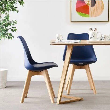 PN HOME Lot De 4 Chaises Scandinaves Bleu Nuit Lorenzo - Assise Rembourrée - Salle à Manger, Cuisine, Chambre 5 PN HOME Lot De 4 Chaises Scandinaves Bleu Nuit Lorenzo - Assise Rembourrée - Salle à Manger, Cuisine, Chambre – Image 3