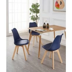 PN HOME Lot De 4 Chaises Scandinaves Bleu Nuit Lorenzo - Assise Rembourrée - Salle à Manger, Cuisine, Chambre 10 PN HOME Lot De 4 Chaises Scandinaves Bleu Nuit Lorenzo - Assise Rembourrée - Salle à Manger, Cuisine, Chambre -banc et tabouret Soldes Boutique 25872310 4
