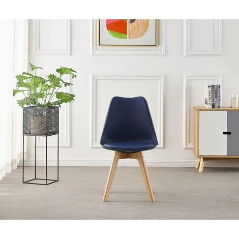 PN HOME Lot De 4 Chaises Scandinaves Bleu Nuit Lorenzo - Assise Rembourrée - Salle à Manger, Cuisine, Chambre 7 PN HOME Lot De 4 Chaises Scandinaves Bleu Nuit Lorenzo - Assise Rembourrée - Salle à Manger, Cuisine, Chambre – Image 5