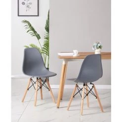 LIFE INTERIORS Lot De 2 Chaises Scandinaves Grises Style Eiffel - Salle à Manger, Cuisine - Gris