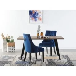 LIFE INTERIORS WINDSOR- Chaise Capitonnée En Velours Bleu - Style Classique & Design - Pieds En Bois - Salle à Manger, Salon Ou Coiffeuse 6 LIFE INTERIORS WINDSOR- Chaise Capitonnée En Velours Bleu - Style Classique & Design - Pieds En Bois - Salle à Manger, Salon Ou Coiffeuse -banc et tabouret Soldes Boutique 25872849 2