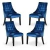 LIFE INTERIORS WINDSOR - Lot De 4 Chaises Capitonnées En Velours Bleu - Style Classique & Design - Pieds En Bois - Salle à Manger, Salon Ou Coiffeuse 2 LIFE INTERIORS WINDSOR - Lot De 4 Chaises Capitonnées En Velours Bleu - Style Classique & Design - Pieds En Bois - Salle à Manger, Salon Ou Coiffeuse -banc et tabouret Soldes Boutique 25872865 1