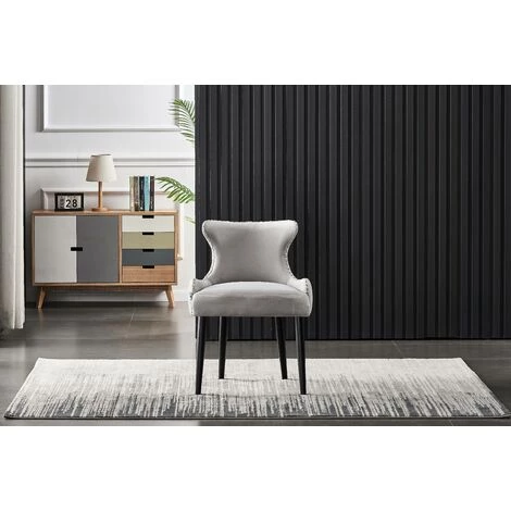 LIFE INTERIORS OXFORD - Lot De 4 Chaises Capitonnées En Velours Gris - Style Contemporain - Pieds En Bois - Salle à Manger, Cuisine Ou Coiffeuse - Gris 4 LIFE INTERIORS OXFORD - Lot De 4 Chaises Capitonnées En Velours Gris - Style Contemporain - Pieds En Bois - Salle à Manger, Cuisine Ou Coiffeuse - Gris – Image 2