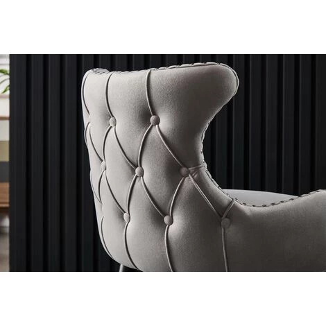 LIFE INTERIORS OXFORD - Lot De 4 Chaises Capitonnées En Velours Gris - Style Contemporain - Pieds En Bois - Salle à Manger, Cuisine Ou Coiffeuse - Gris 5 LIFE INTERIORS OXFORD - Lot De 4 Chaises Capitonnées En Velours Gris - Style Contemporain - Pieds En Bois - Salle à Manger, Cuisine Ou Coiffeuse - Gris – Image 3