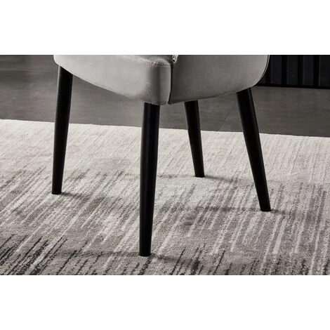 LIFE INTERIORS OXFORD - Lot De 4 Chaises Capitonnées En Velours Gris - Style Contemporain - Pieds En Bois - Salle à Manger, Cuisine Ou Coiffeuse - Gris 6 LIFE INTERIORS OXFORD - Lot De 4 Chaises Capitonnées En Velours Gris - Style Contemporain - Pieds En Bois - Salle à Manger, Cuisine Ou Coiffeuse - Gris – Image 4