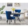 PN HOME MAYFAIR - Lot De 2 Chaises Capitonnées En Velours Bleu - Style Contemporain - Pieds En Bois - Salle à Manger, Cuisine Ou Coiffeuse - Bleu
