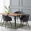 LIFE INTERIORS EVA - Lot De 4 Fauteuils Chaises De Salle à Manger - Finition Tissu Velours Noir - Pieds Noirs Et Dorés - Style Scandinave - Noir