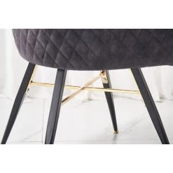 LIFE INTERIORS EVA - Lot De 4 Fauteuils Chaises De Salle à Manger - Finition Tissu Velours Noir - Pieds Noirs Et Dorés - Style Scandinave - Noir -banc et tabouret Soldes Boutique 25873871 4
