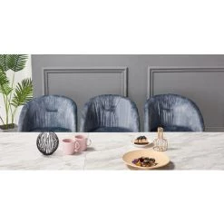 LIFE INTERIORS EVA - Lot De 2 Fauteuils Chaises De Salle à Manger - Finition Tissu Velours Gris - Pieds Noirs Et Dorés - Style Scandinave - Gris -banc et tabouret Soldes Boutique 25873909 3