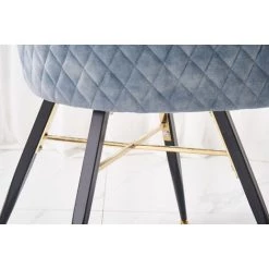 LIFE INTERIORS EVA - Lot De 2 Fauteuils Chaises De Salle à Manger - Finition Tissu Velours Gris - Pieds Noirs Et Dorés - Style Scandinave - Gris -banc et tabouret Soldes Boutique 25873909 4