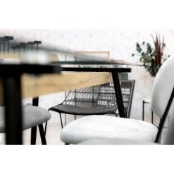 INTEMPORA Lot De 4 Chaises Salle à Manger Industriel En Métal Noir Avec Galette Rembourrée Empilable 60X59X81 Cm - NOIR -banc et tabouret Soldes Boutique 25895846 5