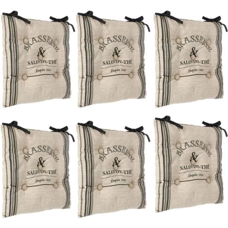 Lot De 6 Galettes De Chaises Bistrot Gris Atmosphera 3 Lot De 6 Galettes De Chaises Bistrot Gris Atmosphera