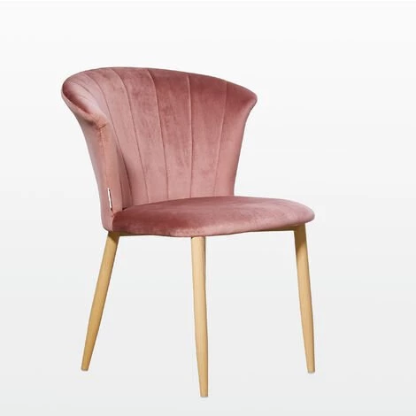 LIFE INTERIORS ELSA - Chaise En Velours Vintage Rose Poudré - Salle à Manger, Salon, Coiffeuse Ou Bureau - Rose 4 LIFE INTERIORS ELSA - Chaise En Velours Vintage Rose Poudré - Salle à Manger, Salon, Coiffeuse Ou Bureau - Rose – Image 2