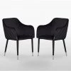 PN HOME VERONA - Lot De 2 Chaises De Salle à Manger En Velours Noir - Style Vintage - Salon Chambre Ou Bureau - Noir