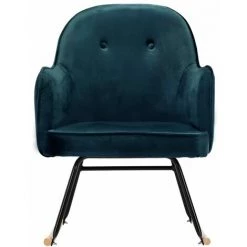 Chaise à Bascule Velours Bleu VidaXL -banc et tabouret Soldes Boutique 26009551 4