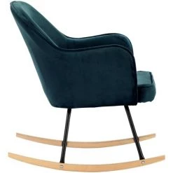Chaise à Bascule Velours Bleu VidaXL -banc et tabouret Soldes Boutique 26009551 5