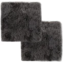 DéCOSHOP26 Lot De 2 Coussins De Chaise Gris Clair 40x40 Cm Mouton Véritable - Gris