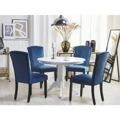 BELIANI Lot De 2 Chaises En Velours Bleu - Bleu 8 BELIANI Lot De 2 Chaises En Velours Bleu - Bleu -banc et tabouret Soldes Boutique 26019041 2
