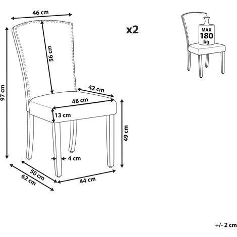 BELIANI Lot De 2 Chaises En Velours Bleu - Bleu 5 BELIANI Lot De 2 Chaises En Velours Bleu - Bleu – Image 3