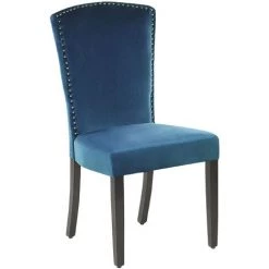 BELIANI Lot De 2 Chaises En Velours Bleu - Bleu 10 BELIANI Lot De 2 Chaises En Velours Bleu - Bleu -banc et tabouret Soldes Boutique 26019041 4
