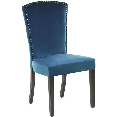 BELIANI Lot De 2 Chaises En Velours Bleu - Bleu 6 BELIANI Lot De 2 Chaises En Velours Bleu - Bleu – Image 4