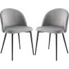 HOMCOM Chaises De Visiteur Design Scandinave - Lot De 2 Chaises - Pieds Effilés Métal Noir - Assise Dossier Ergonomique Velours Gris - Gris