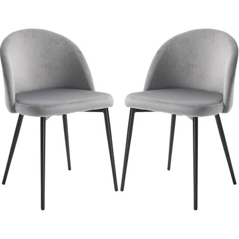 HOMCOM Chaises De Visiteur Design Scandinave - Lot De 2 Chaises - Pieds Effilés Métal Noir - Assise Dossier Ergonomique Velours Gris - Gris 3 HOMCOM Chaises De Visiteur Design Scandinave - Lot De 2 Chaises - Pieds Effilés Métal Noir - Assise Dossier Ergonomique Velours Gris - Gris