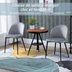 HOMCOM Chaises De Visiteur Design Scandinave - Lot De 2 Chaises - Pieds Effilés Métal Noir - Assise Dossier Ergonomique Velours Gris - Gris 10 HOMCOM Chaises De Visiteur Design Scandinave - Lot De 2 Chaises - Pieds Effilés Métal Noir - Assise Dossier Ergonomique Velours Gris - Gris -banc et tabouret Soldes Boutique 26114435 4