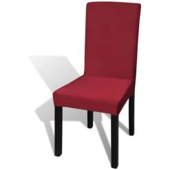 TRUE DEAL 6 Housses De Chaise Dos Droit Extensibles Bordeaux