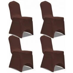 TRUE DEAL Housse De Chaise Extensible 4 Pcs Marron