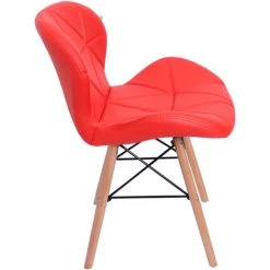 PN HOME CECILIA - Chaise Style Scandinave En Simili Cuir Rouge - Pieds En Bois & Métal - Design & Moderne - Hauteur 70cm - Salle à Manger, Cuisine Ou Coiffeuse - Rouge -banc et tabouret Soldes Boutique 26151443 3