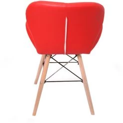 PN HOME CECILIA - Chaise Style Scandinave En Simili Cuir Rouge - Pieds En Bois & Métal - Design & Moderne - Hauteur 70cm - Salle à Manger, Cuisine Ou Coiffeuse - Rouge -banc et tabouret Soldes Boutique 26151443 4