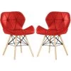 PN HOME CECILIA - Lot De 2 Chaises Style Scandinave En Simili Cuir Rouge - Pieds En Bois & Métal - Design & Moderne - Hauteur 70cm - Salle à Manger, Cuisine Ou Coiffeuse - Rouge -banc et tabouret Soldes Boutique 26151444 1