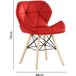 PN HOME CECILIA - Lot De 2 Chaises Style Scandinave En Simili Cuir Rouge - Pieds En Bois & Métal - Design & Moderne - Hauteur 70cm - Salle à Manger, Cuisine Ou Coiffeuse - Rouge -banc et tabouret Soldes Boutique 26151444 5