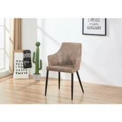 LIFE INTERIORS ZARAH - Chaise Design En Simili Cuir Marron Clair - Rembourrée - Salle à Manger, Salon Ou Bureau -banc et tabouret Soldes Boutique 26151470 2