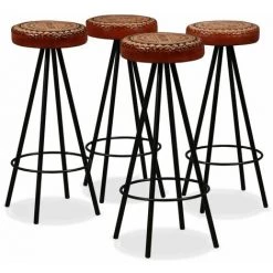 TRUE DEAL Tabourets De Bar 4 Pcs Cuir Véritable