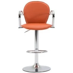 TRUE DEAL Tabouret De Bar Avec Accoudoir Orange Similicuir 9 TRUE DEAL Tabouret De Bar Avec Accoudoir Orange Similicuir -banc et tabouret Soldes Boutique 26226287 3