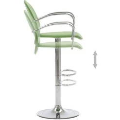 TRUE DEAL Tabouret De Bar Avec Accoudoir Vert Similicuir -banc et tabouret Soldes Boutique 26226289 5