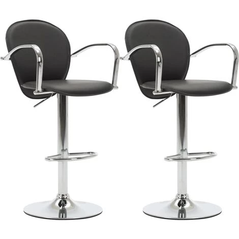 TRUE DEAL Tabourets De Bar Avec Accoudoir 2 Pcs Noir Similicuir 4 TRUE DEAL Tabourets De Bar Avec Accoudoir 2 Pcs Noir Similicuir – Image 2
